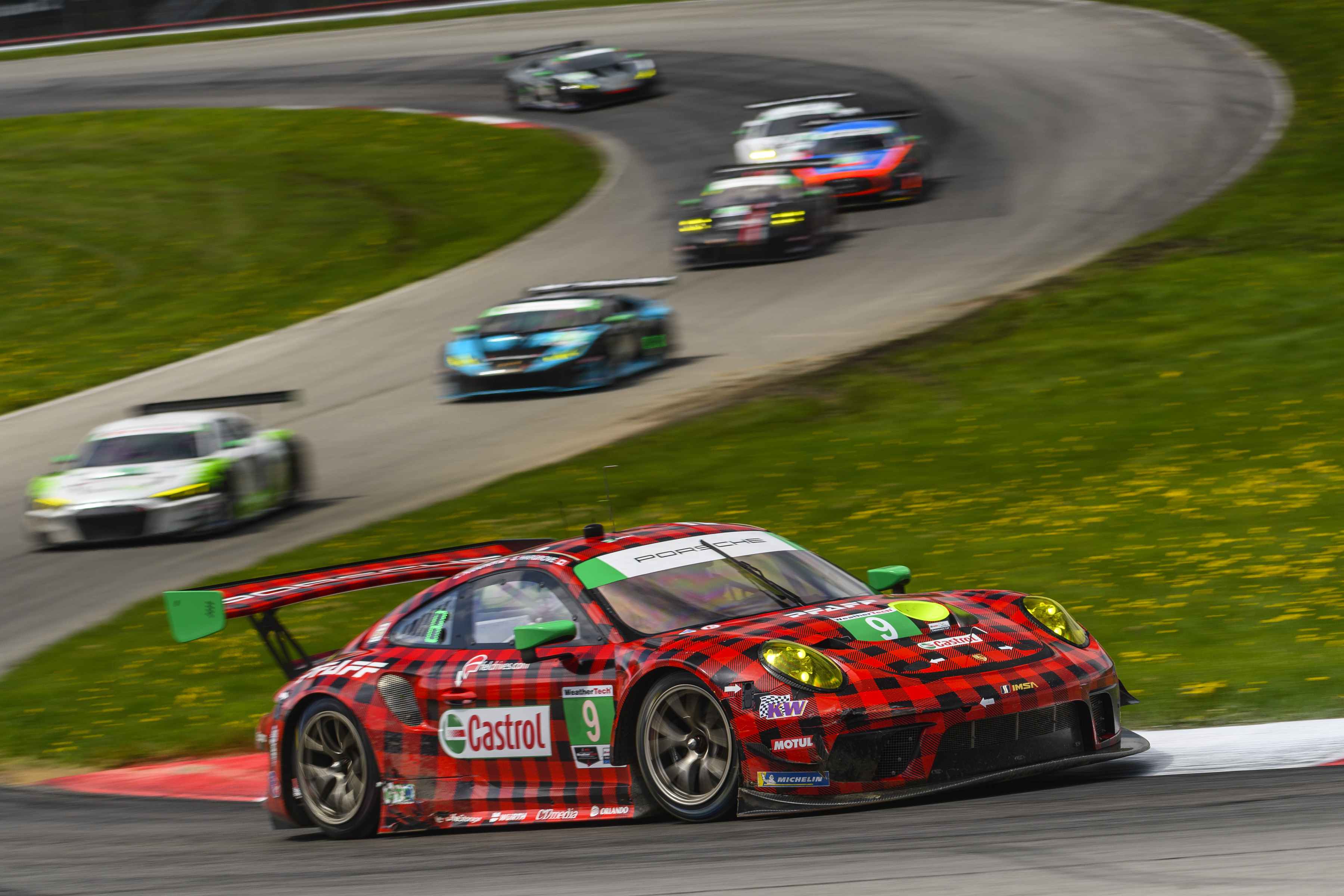 Porsche 911 GT3 R (9), Pfaff Motorsports: Scott Hargrove, Zacharie Robichon, Mid-Ohio, 2019, PCNA