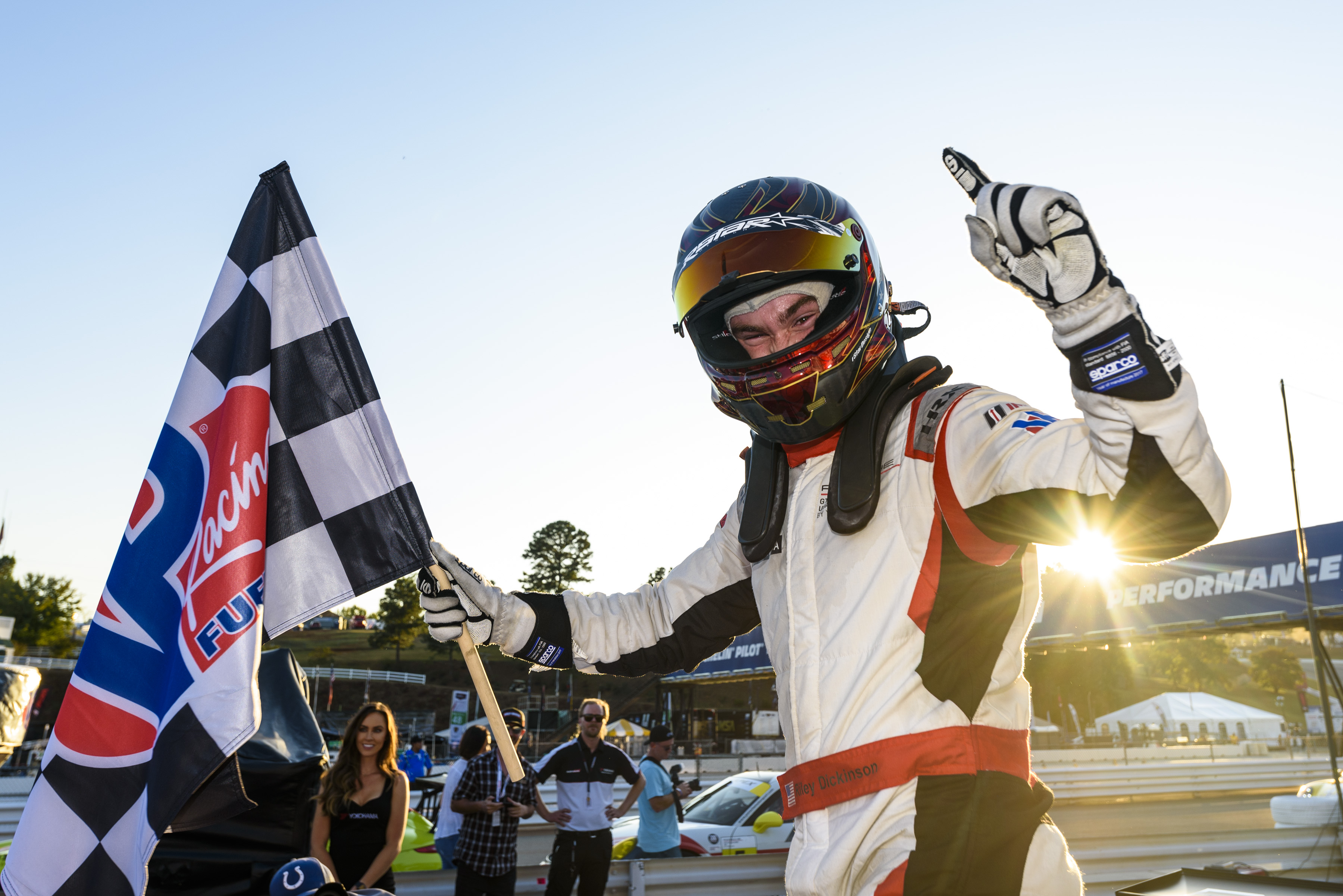 Riley Dickinson celebrates Race 1 Win at MRRA, 2019, PCNA
