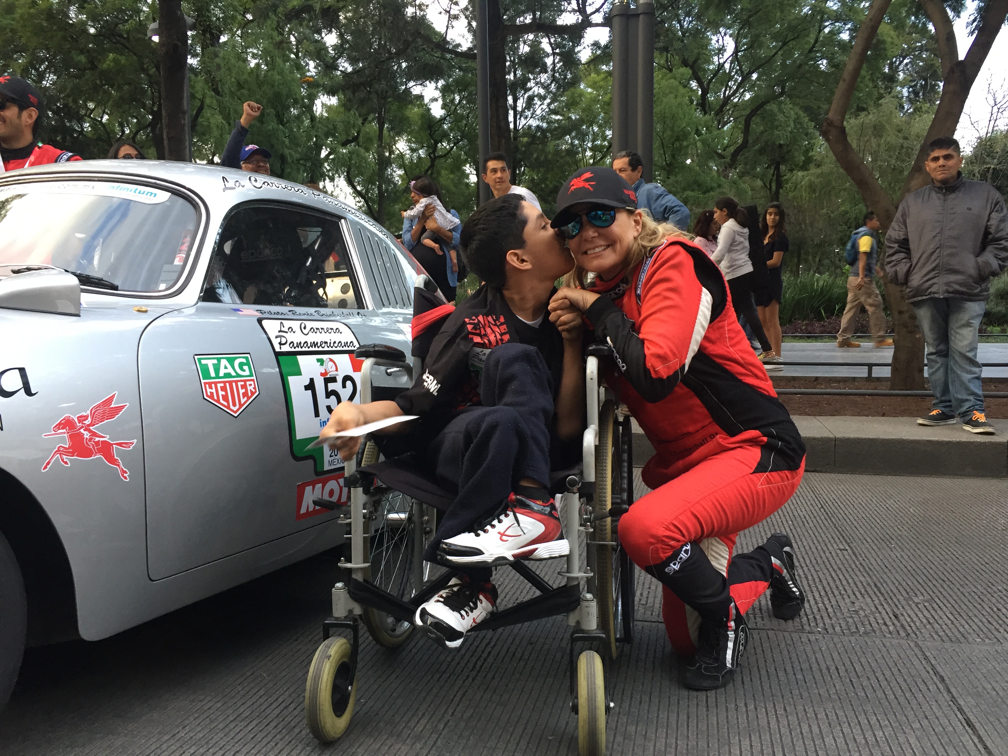 Renee taking the time to speak with racing fans during the 2015 La Carrera Panamericana rally in Mexico., Photo: Valkyrie Racing