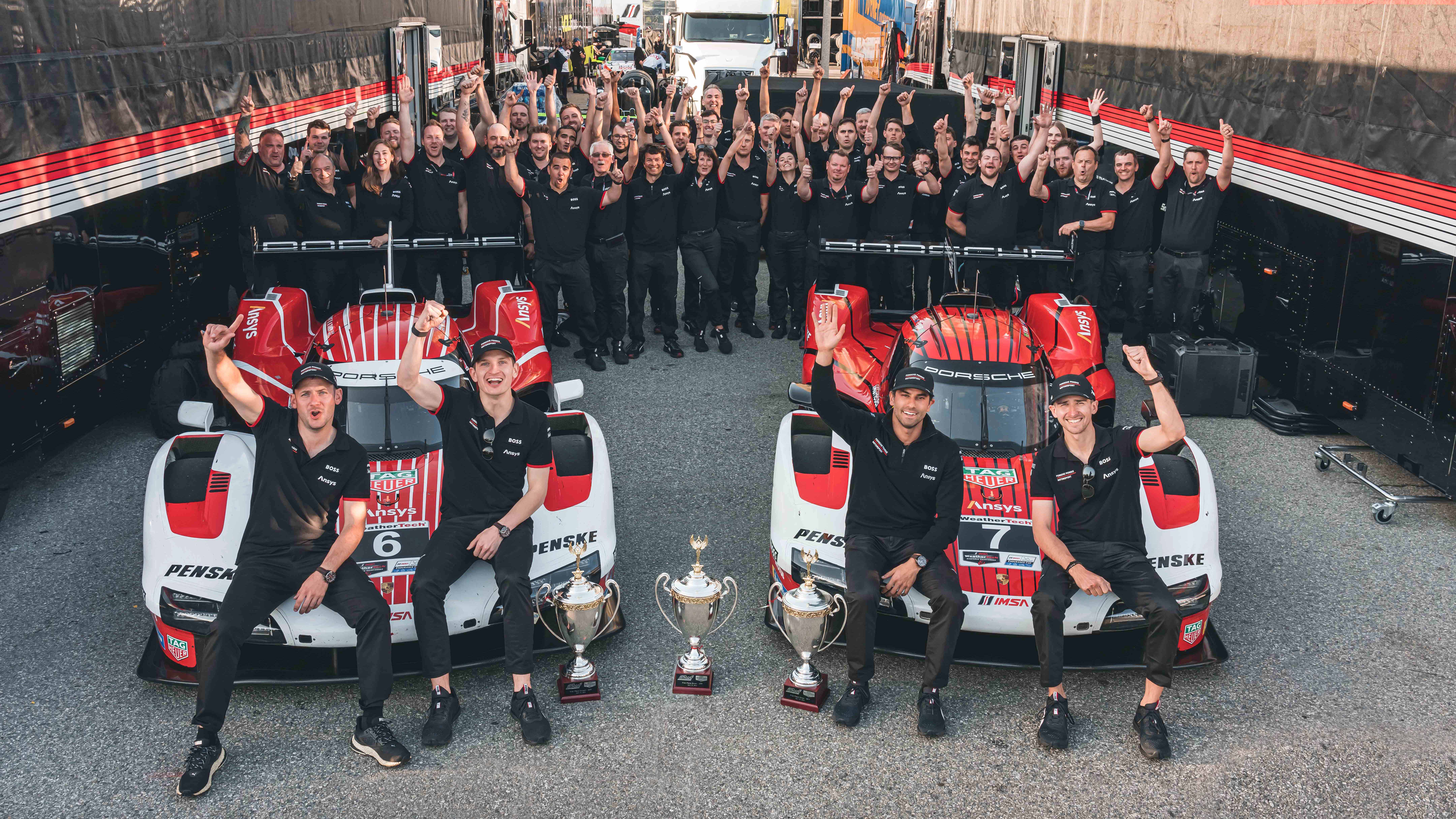 Porsche Racing Team Design Podium for Porsche Penske Motorsport, victory in the GTD class ...