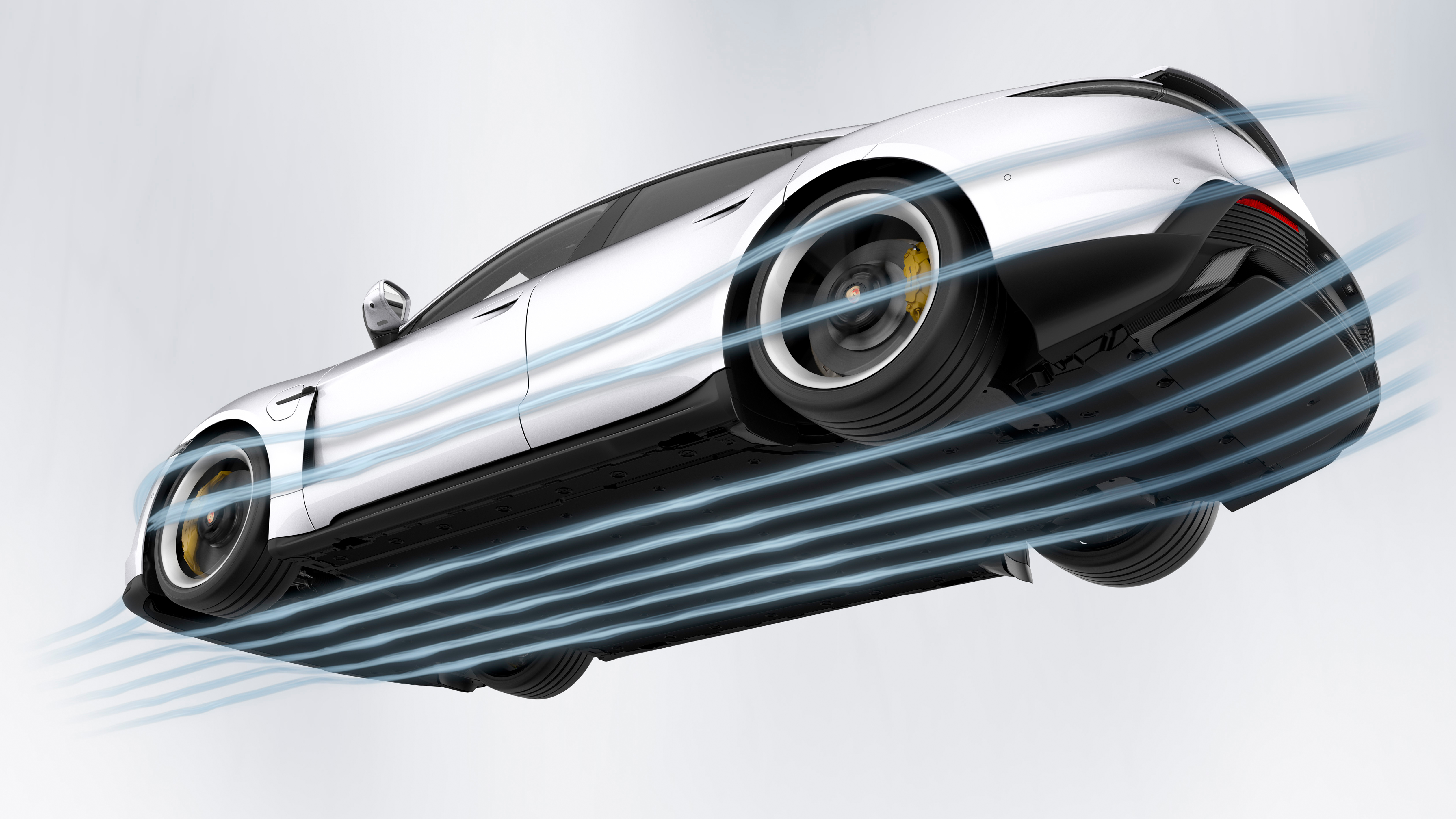 Taycan Turbo S: aerodinámica, bajos carrocería, 2019, Porsche AG